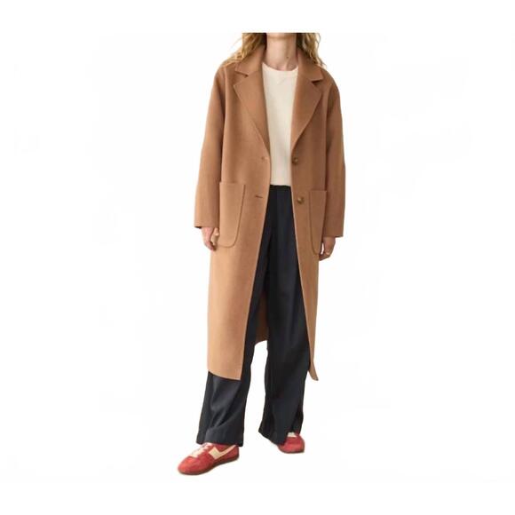 NEW MARINE LAYER colette oversized longline coat in camel